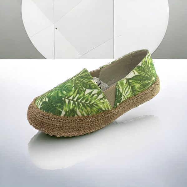 Espadrile pentru copii din textil printat, green.