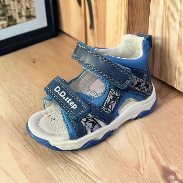 D.D.Step sandale din piele pentru baieti, Bermude Blue.