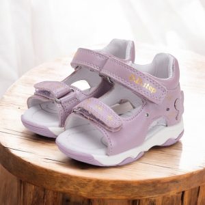 D.D.Step sandale din piele pentru fete cu LED, Mauve.