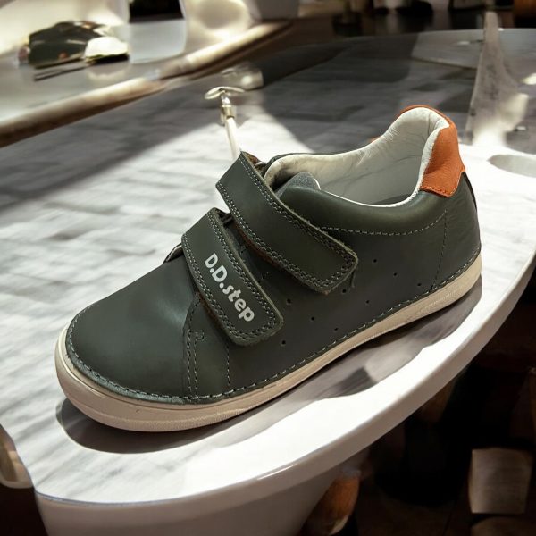 D.D.step pantofi din piele pentru baieti, Khaki.