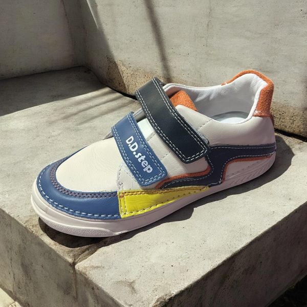 D.D.Step pantofi sport din piele pentru baieti,Cream.
