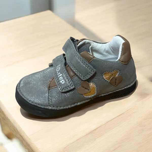 D.D.Step pantofi din piele pentru fete,  Dark Grey