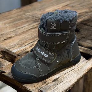 D.D.Step ghete din piele imblanite pentru baieti, LED.