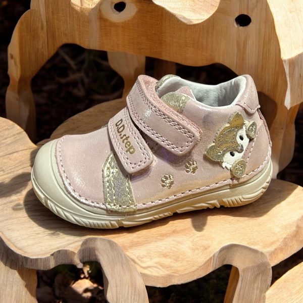 D.D.Step pantofi din piele pentru fete, Rose Gold.