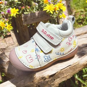 D.D.Step pantofi din piele pentru fete, White.