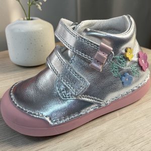 D.D.Step pantofi din piele pentru fete, Silver.