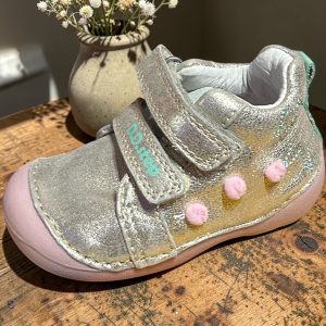 D.D.Step pantofi din piele pentru fete, Gold.