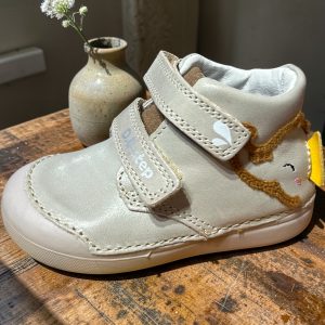 D.D.Step pantofi din piele pentru baieti, Cream.