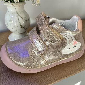 D.D.Step pantofi din piele pentru fete, Barefoot Gold.
