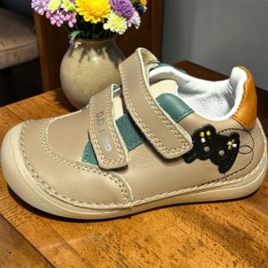 D.D.Step pantofi din piele pentru baieti, Barefoot Cream.