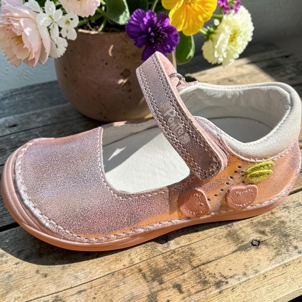 Ponte  balerini din piele pentru fete, Rose gold.
