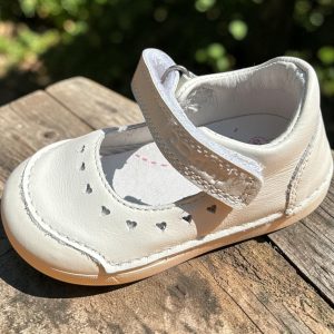 D.D.Step balerini din piele pentru fete, White.