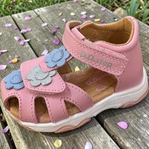 D.D.Step sandale  din piele pentru fete,  Baby Pink.