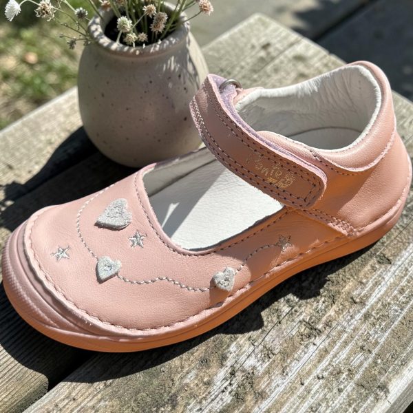 Ponte  balerini din piele pentru fete, baby pink.