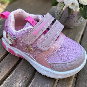 Garvalin pantofi sport cu unicorn  pentru fete, roz. LED