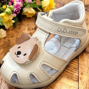 D.D.Step sandale din piele pentru baieti, Cream.