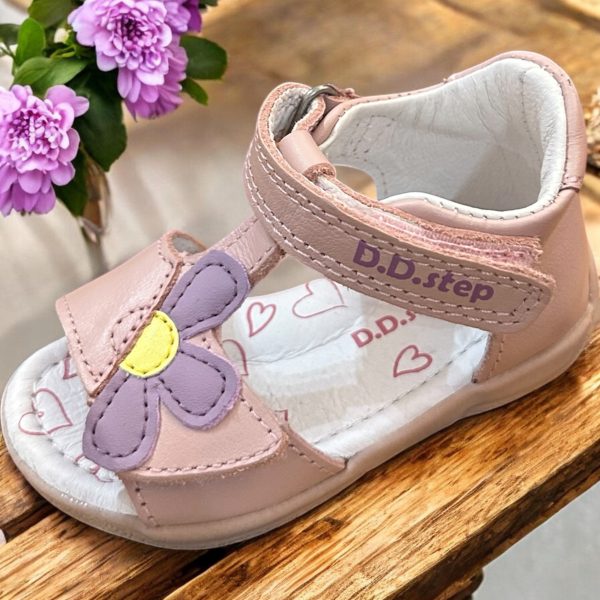 D.D.Step sandale din piele pentru fete, Baby Pink💕