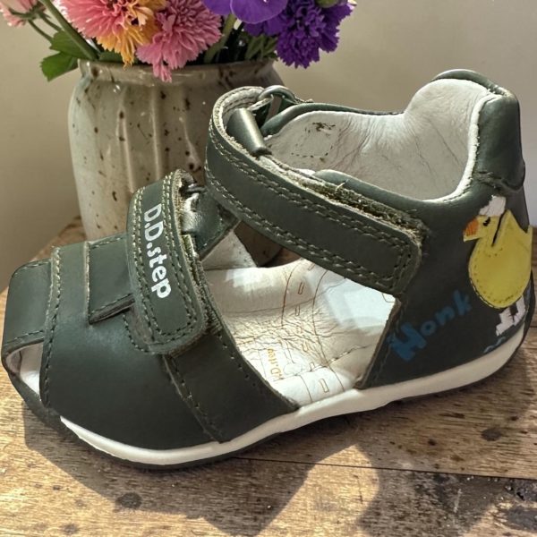 D.D.Step sandale din piele pentru baieti, Olive.