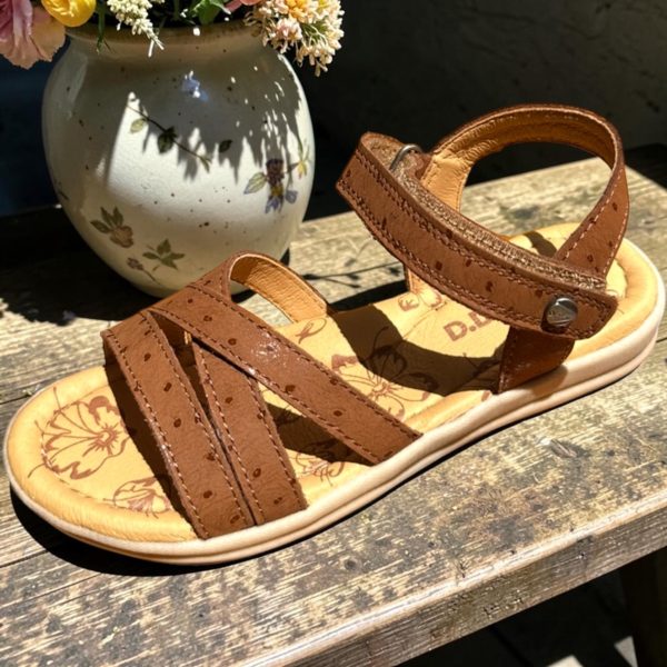 D.D.Step sandale din piele pentru fete, Copper.