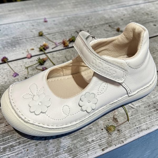 D.D.Step balerini din piele pentru fete, white.